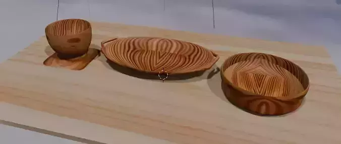 wooden bowl and tray with table