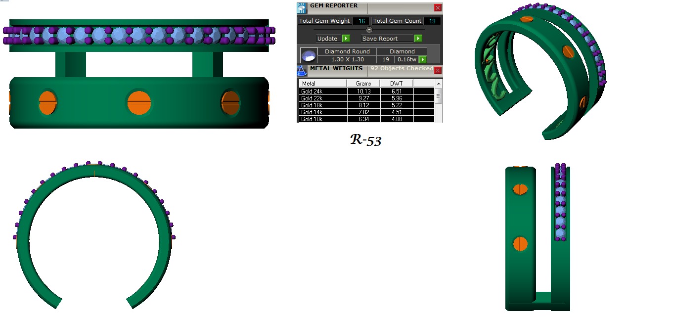 Jewelry 3D Models with render and 3dm stl - R-53 3D print model_12