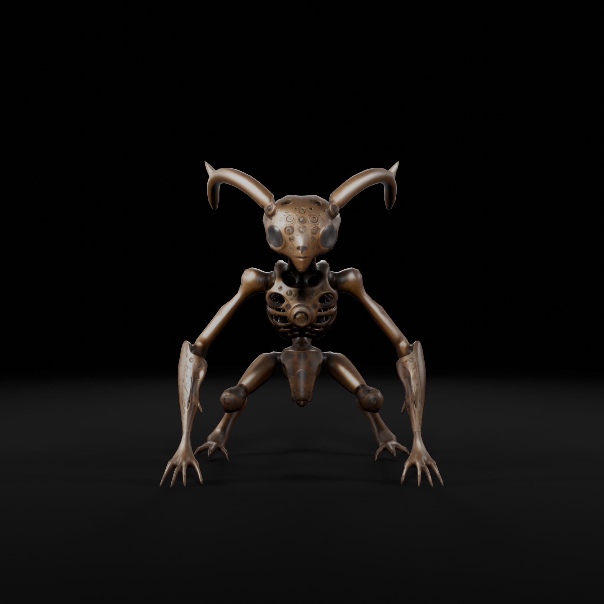 Metallic Imp - Sci-Fi Creature 3D Model for Games Animation Low-poly 3D model_1