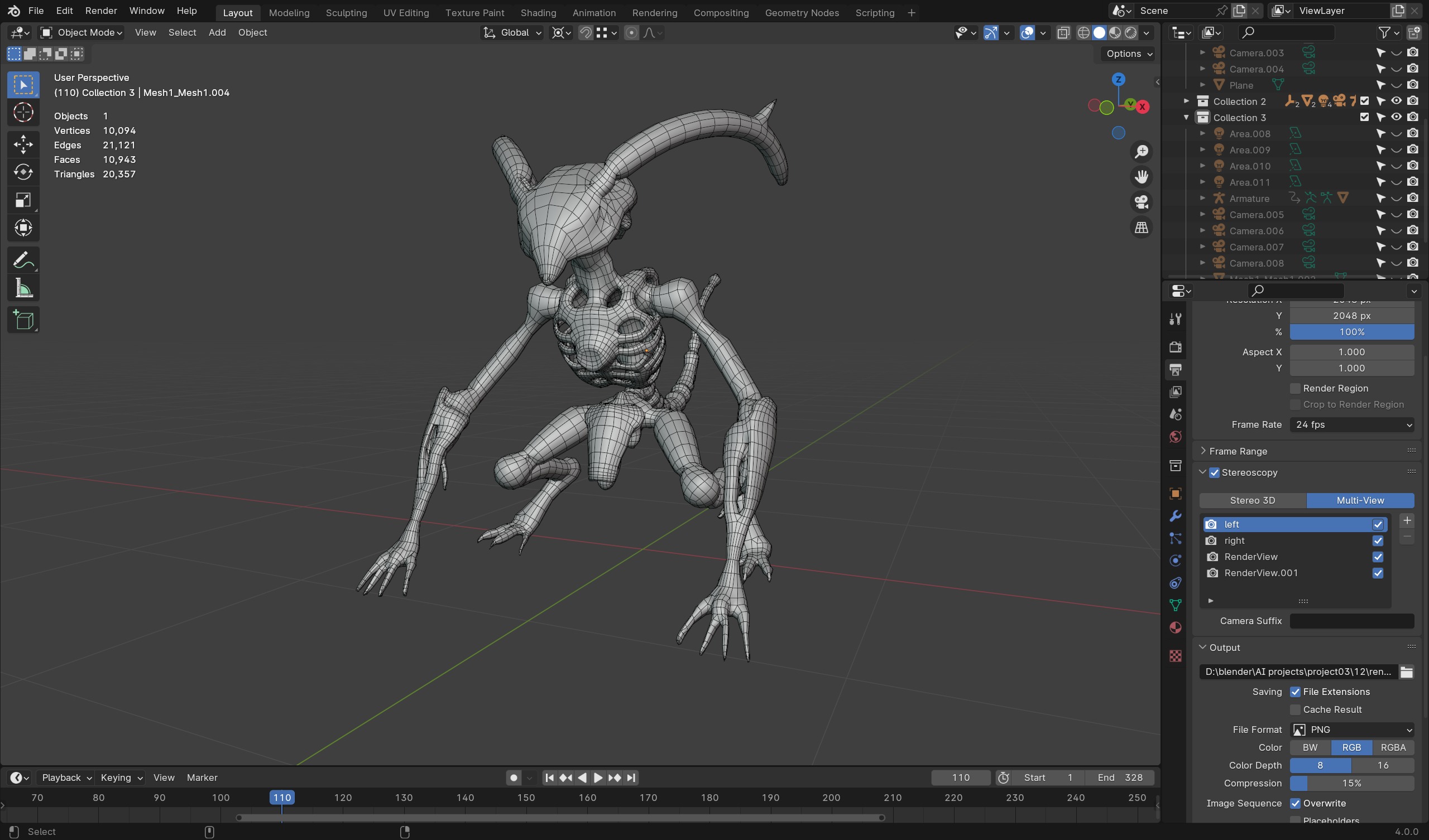 Metallic Imp - Sci-Fi Creature 3D Model for Games Animation Low-poly 3D model_7