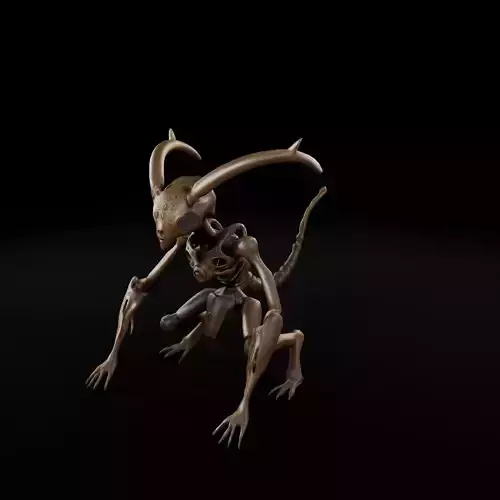 Metallic Imp - Sci-Fi Creature 3D Model for Games Animation Low-poly 3D model