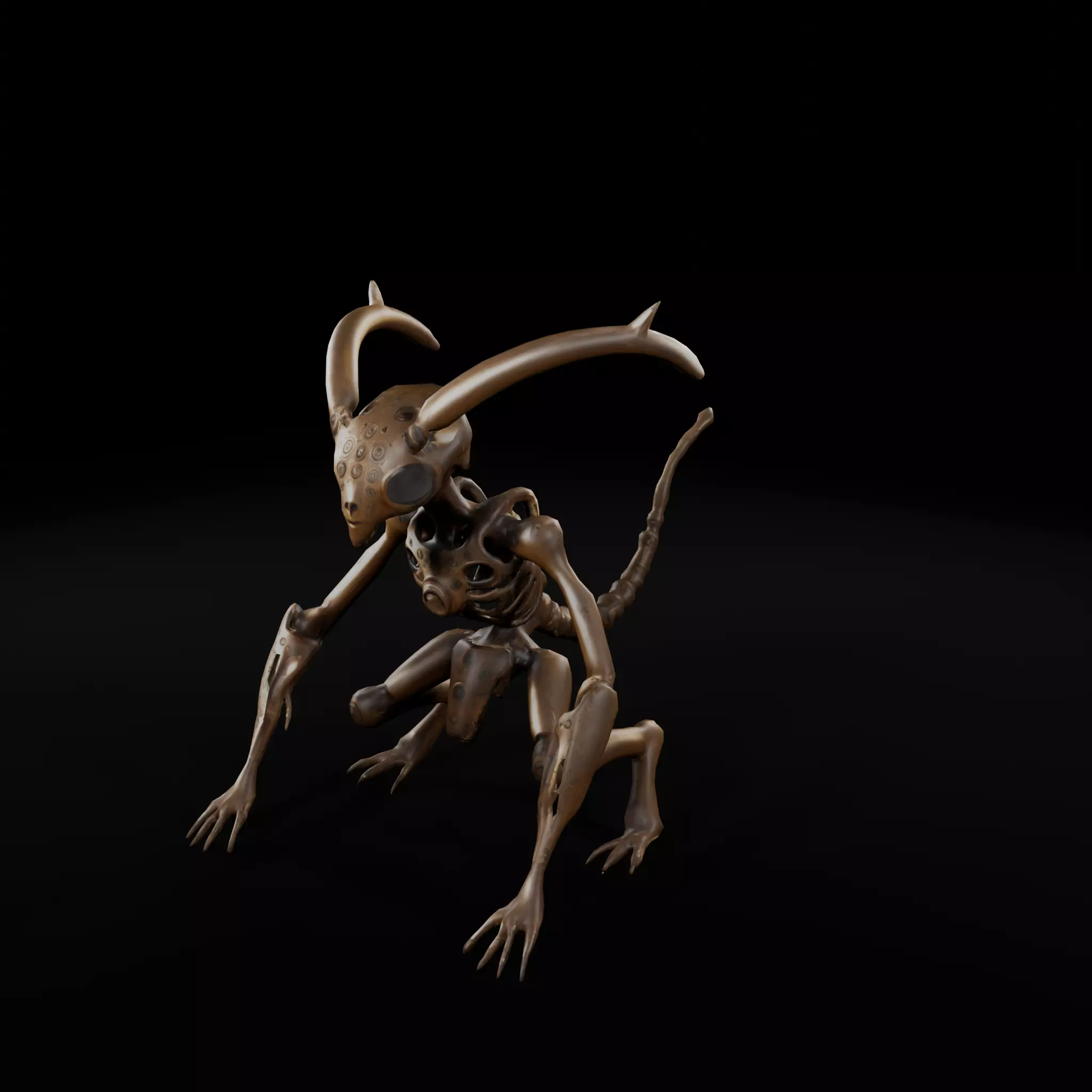 Metallic Imp - Sci-Fi Creature 3D Model for Games Animation Low-poly 3D model_0