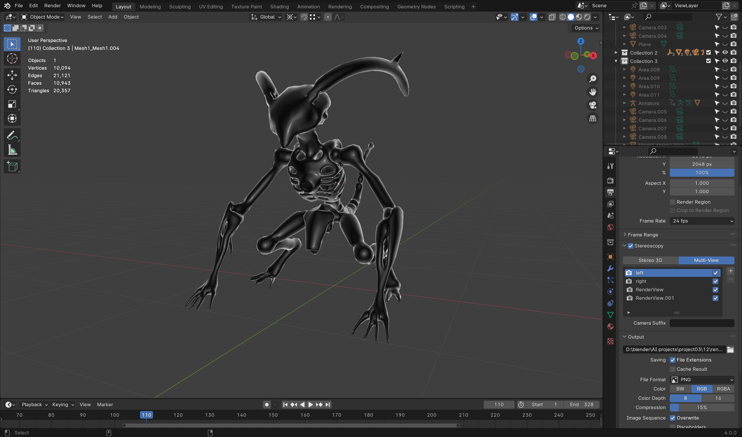 Metallic Imp - Sci-Fi Creature 3D Model for Games Animation Low-poly 3D model_9