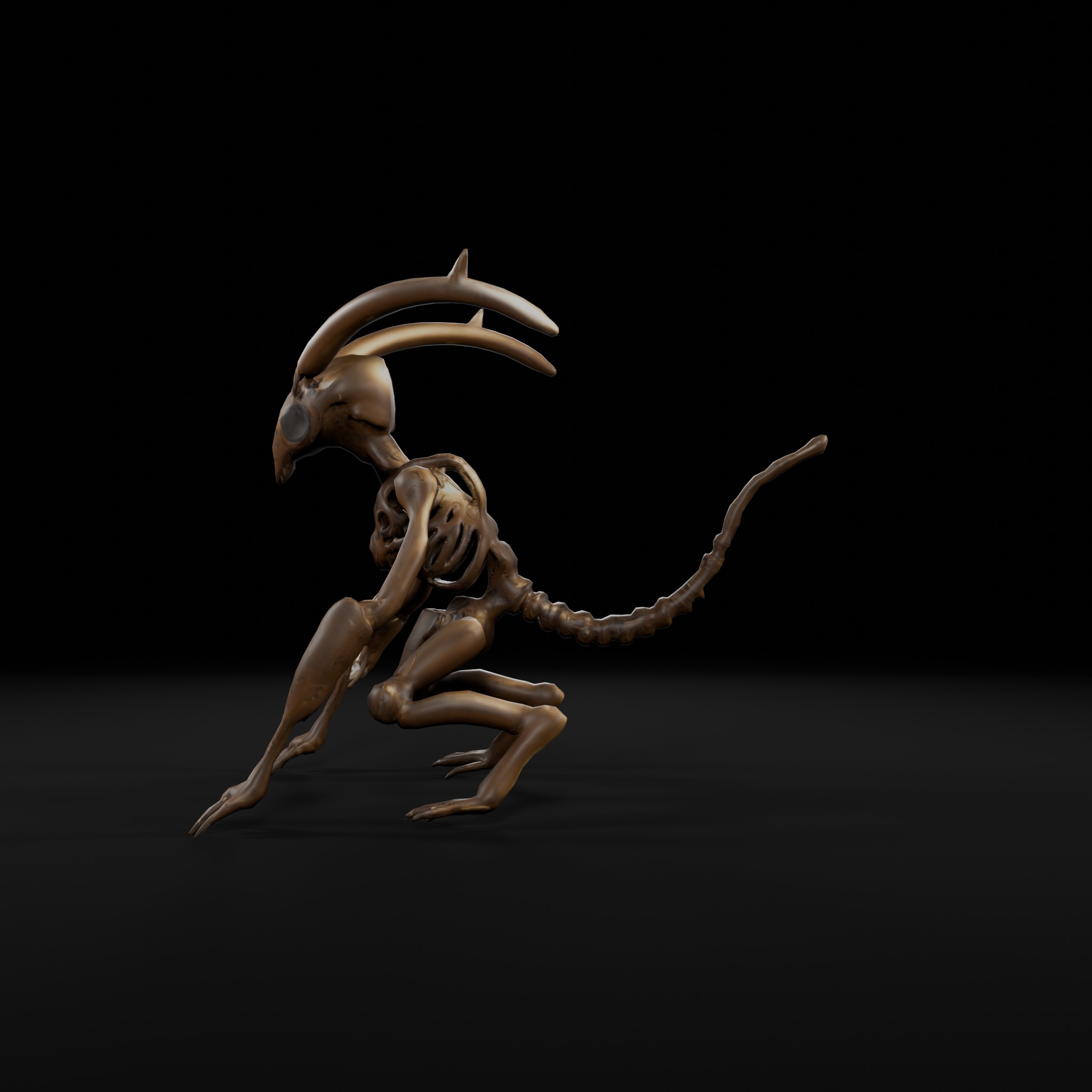 Metallic Imp - Sci-Fi Creature 3D Model for Games Animation Low-poly 3D model_2