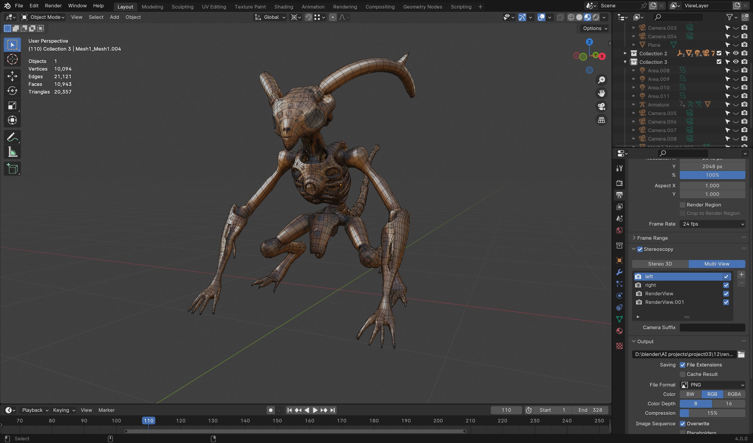 Metallic Imp - Sci-Fi Creature 3D Model for Games Animation Low-poly 3D model_5