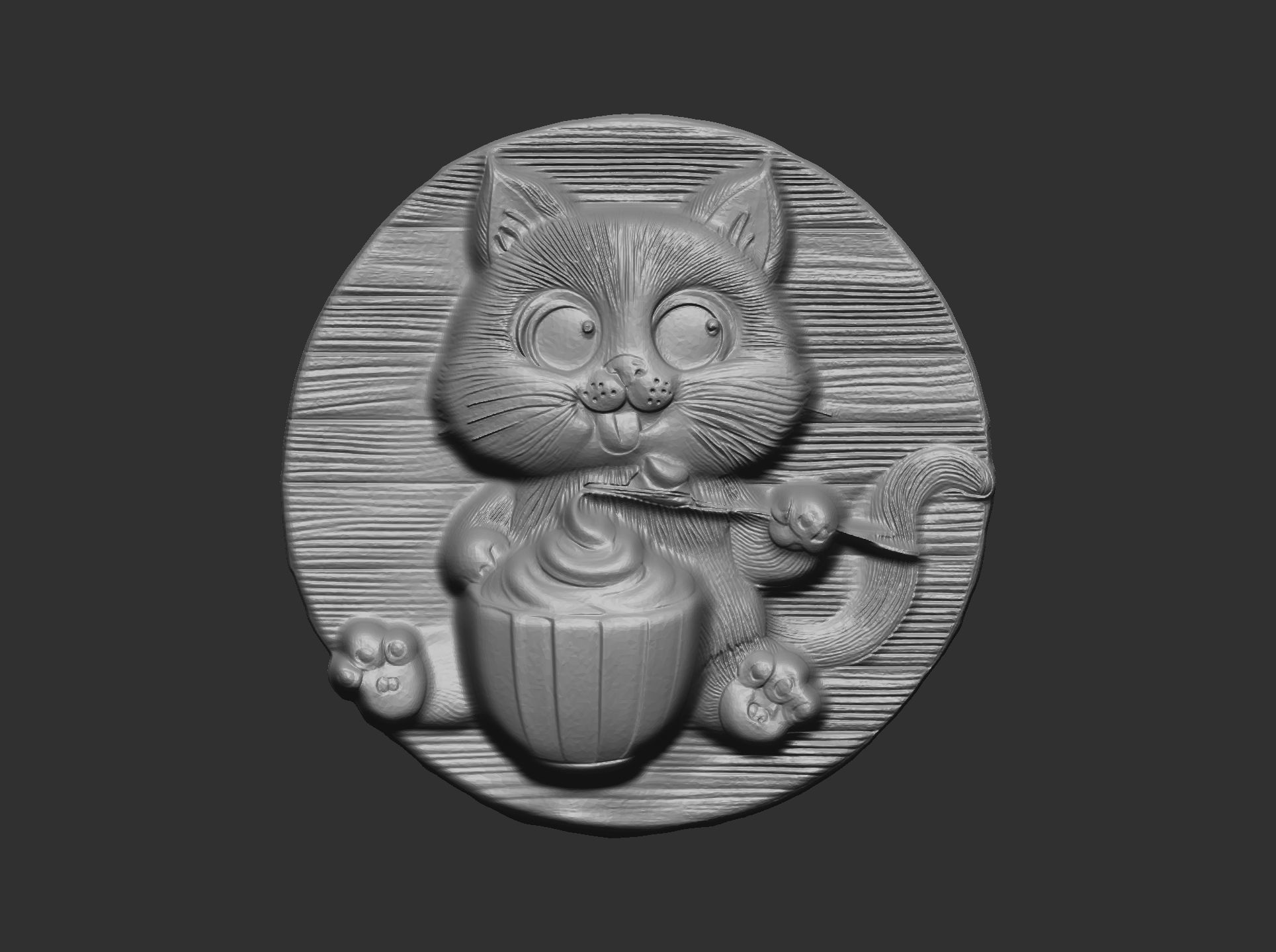 cute little cat eat cream decor  3D print model_6