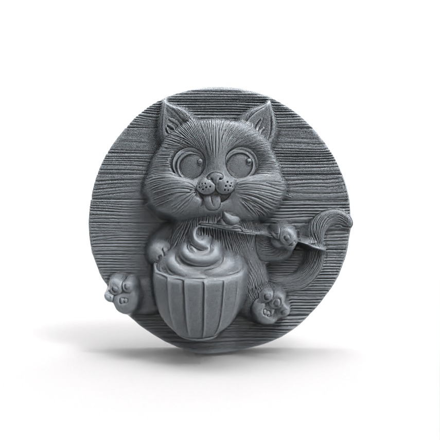 cute little cat eat cream decor  3D print model_2