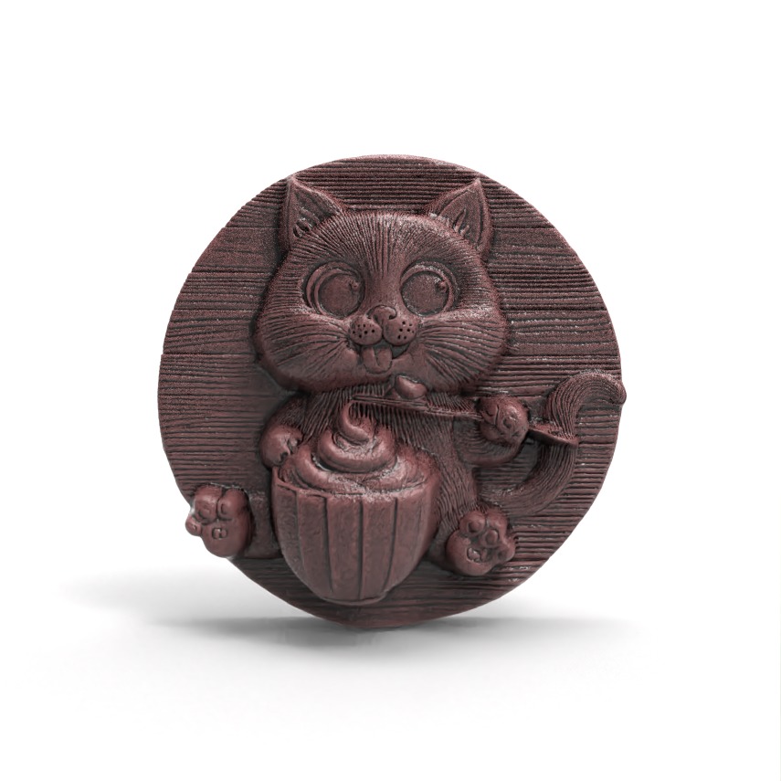 cute little cat eat cream decor  3D print model_1