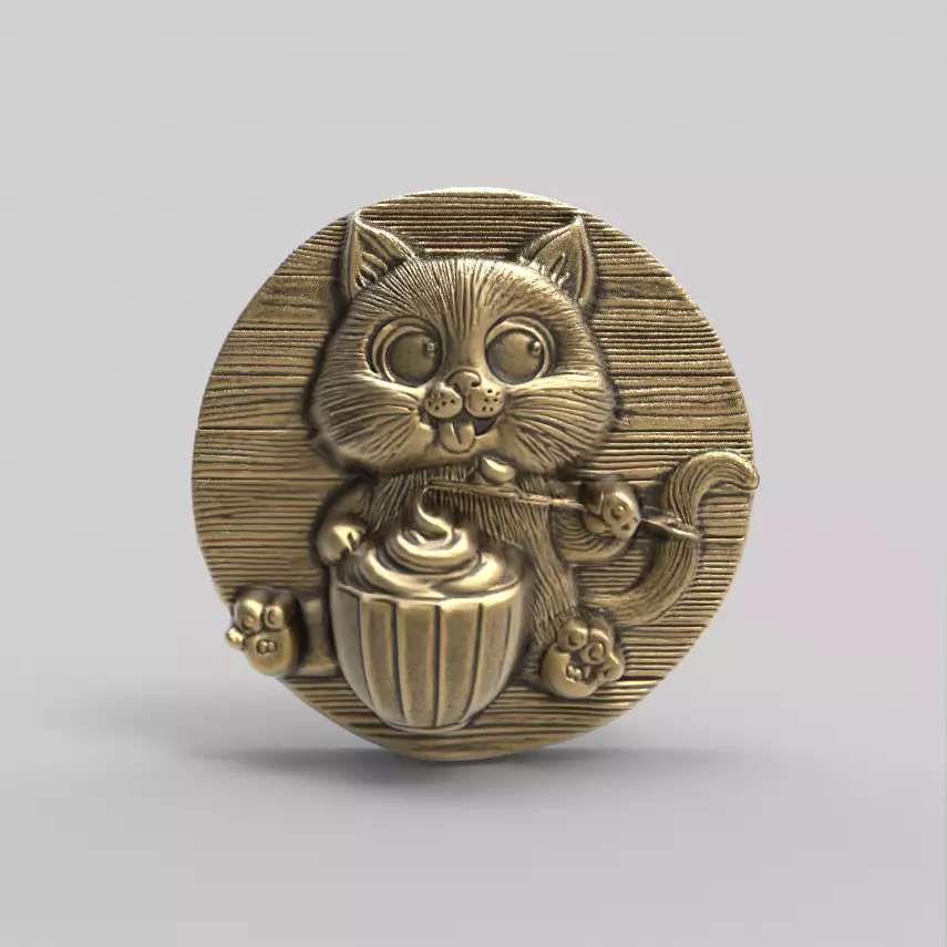 cute little cat eat cream decor  3D print model_0