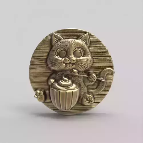 cute little cat eat cream decor  3D print model