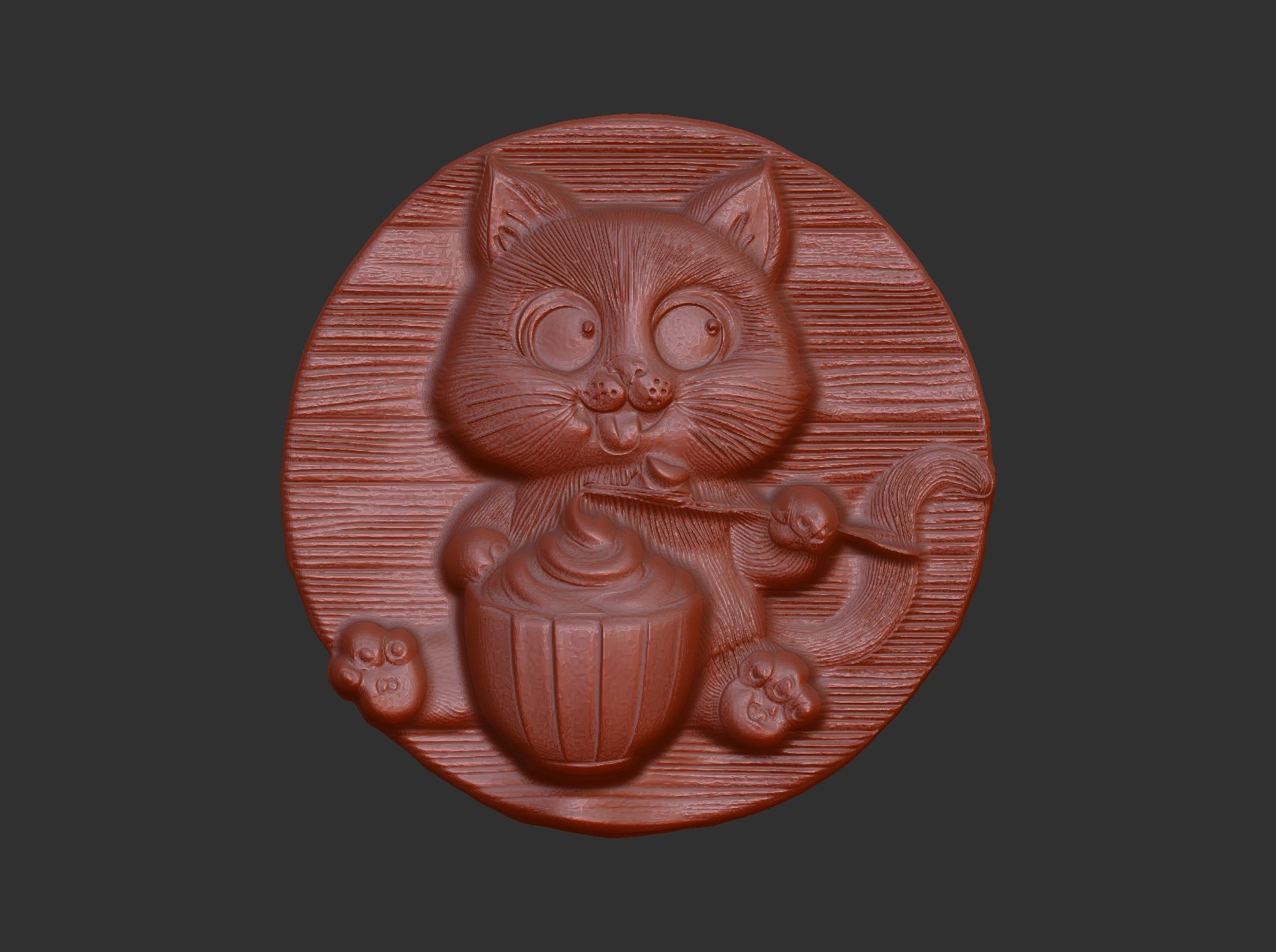 cute little cat eat cream decor  3D print model_3