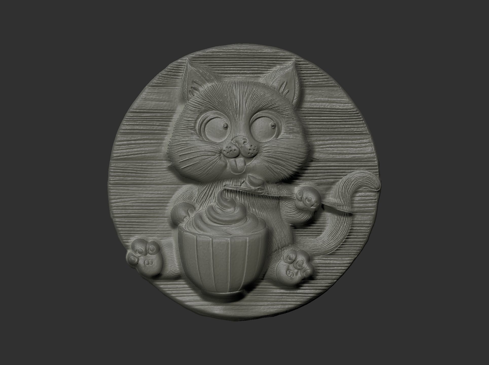 cute little cat eat cream decor  3D print model_4