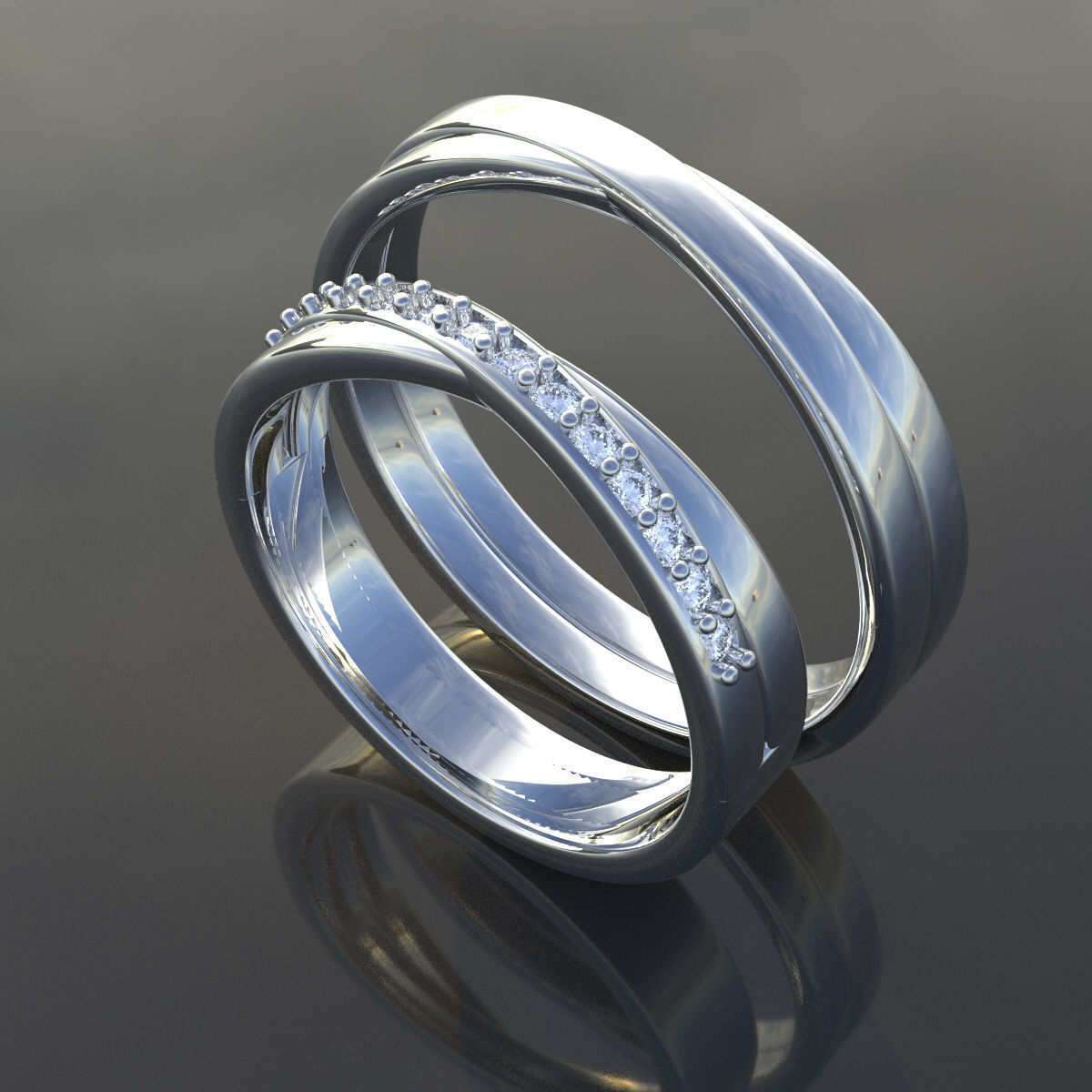 wedding bands for couple 3D print model_1