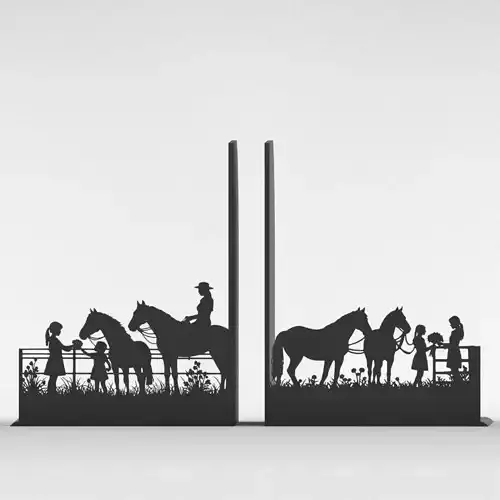 Flowers and Horses Bookends 3D print model
