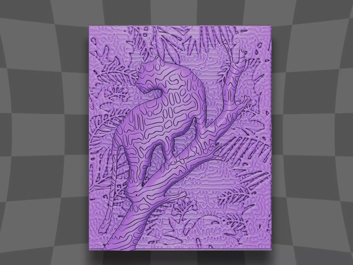 Leopard in jungle deco 3D print model