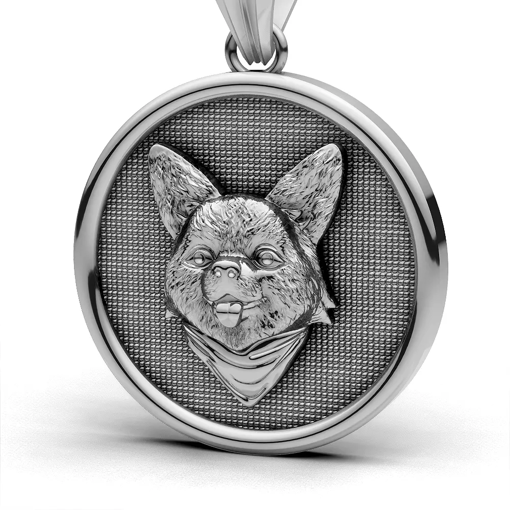 Welsh Corgi dog pendant silver gold jewelry printable model 3D print model