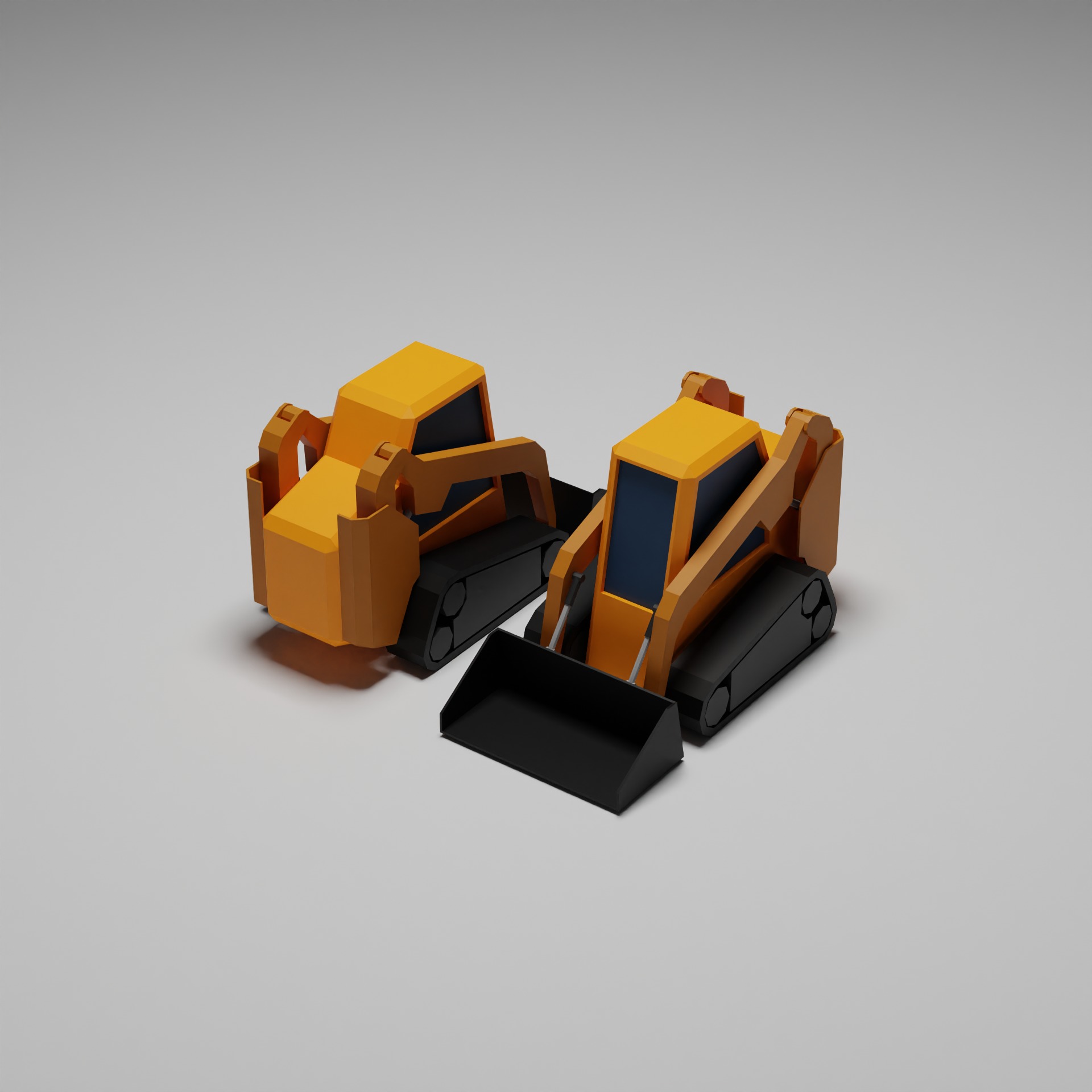 Simple Low Poly Construction Vehicles 3D model_8