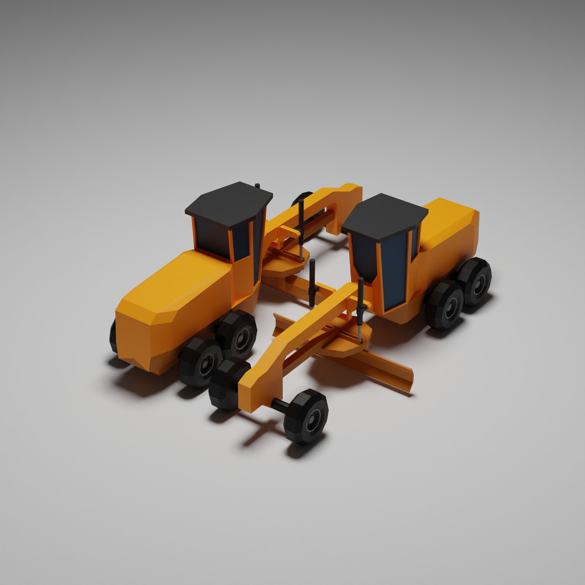 Simple Low Poly Construction Vehicles 3D model_6