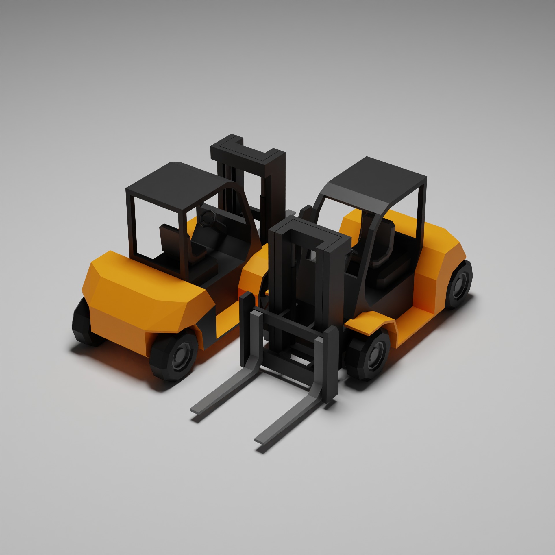 Simple Low Poly Construction Vehicles 3D model_4