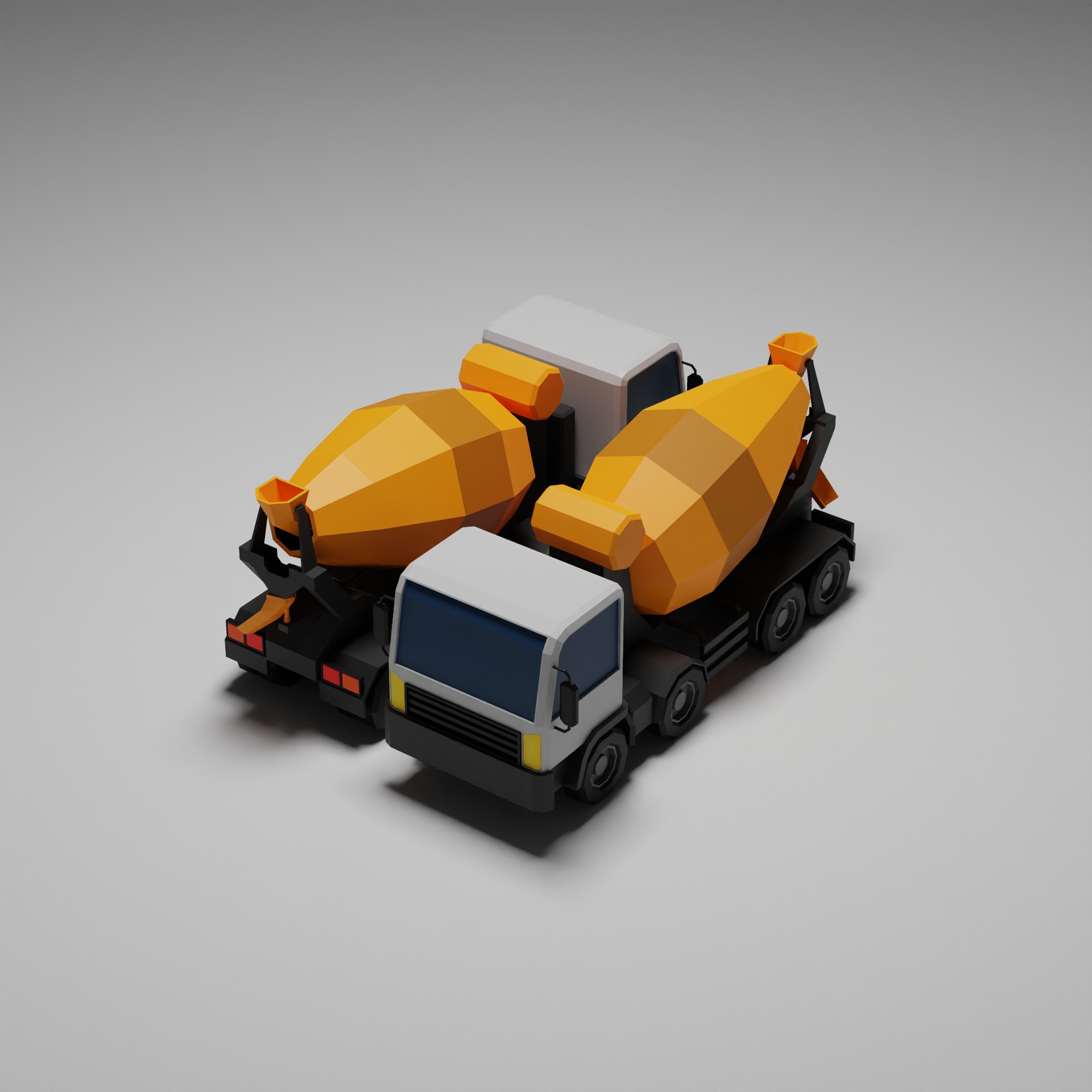 Simple Low Poly Construction Vehicles 3D model_2