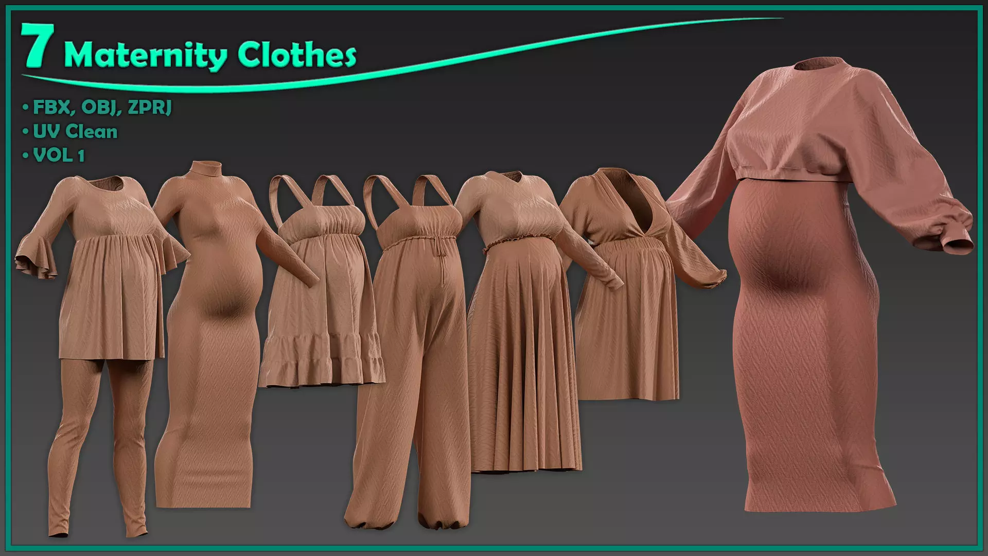 7 female maternity clothes 3D model_0