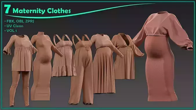 7 female maternity clothes 3D model