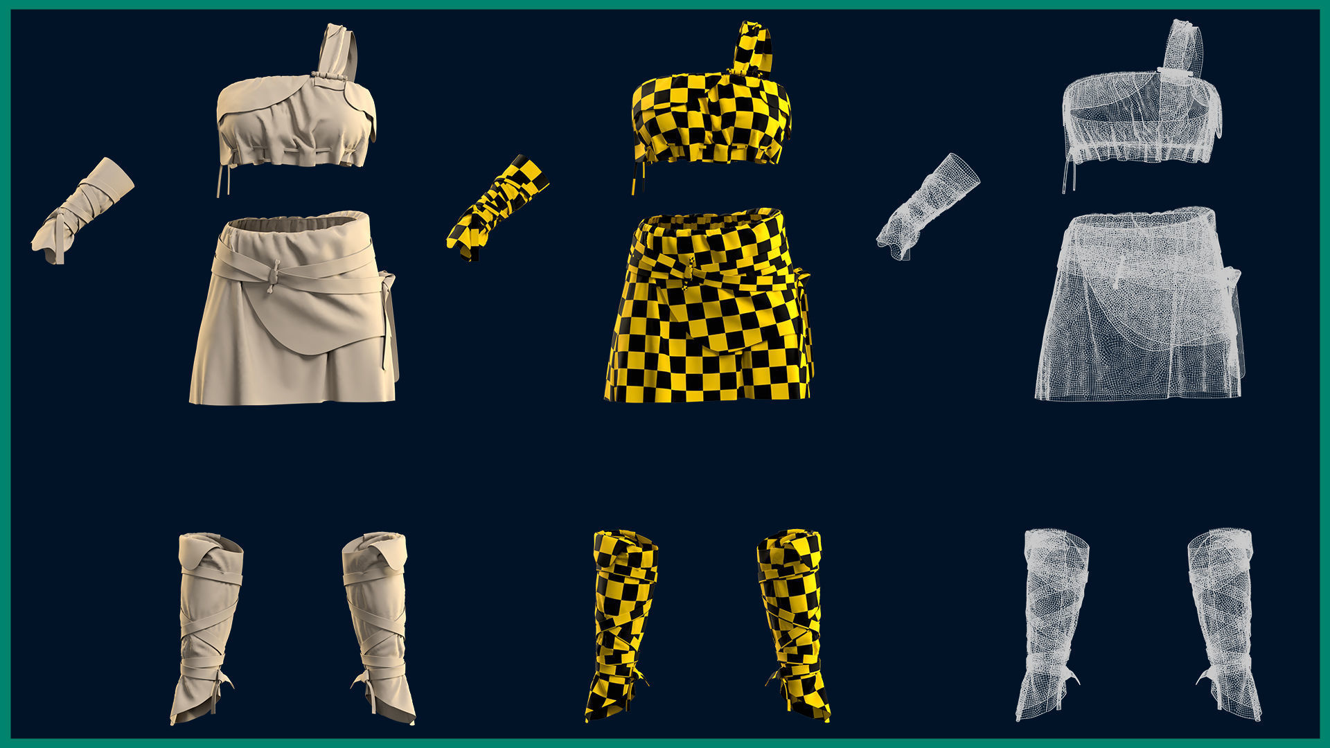 primitive female outfit with texture 3D model_5