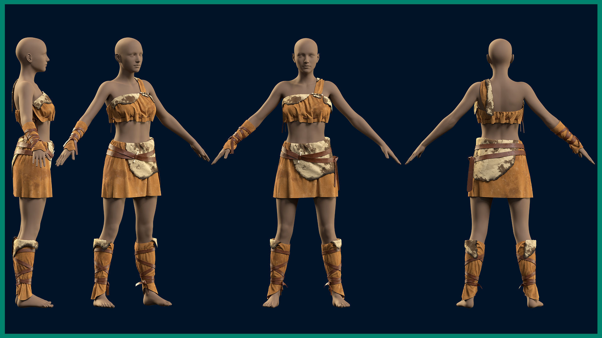 primitive female outfit with texture 3D model_1