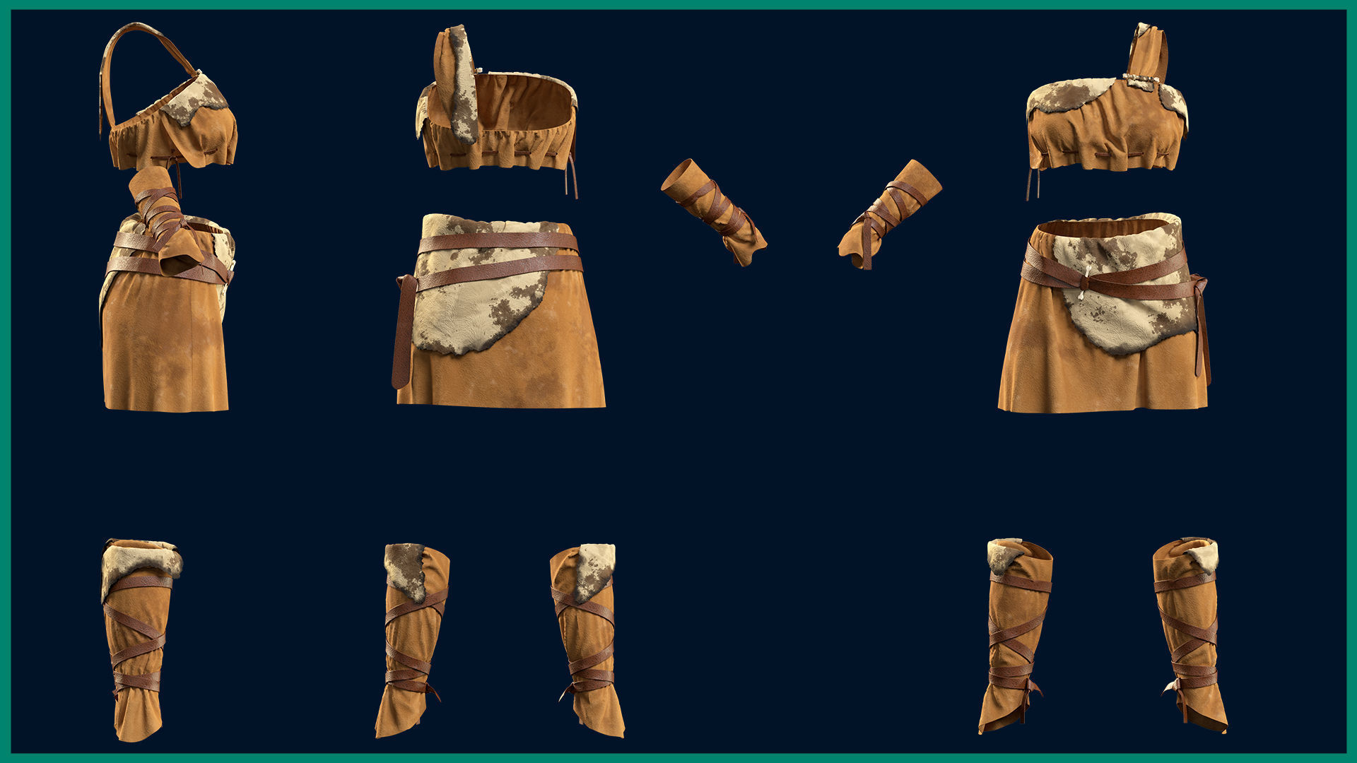 primitive female outfit with texture 3D model_2