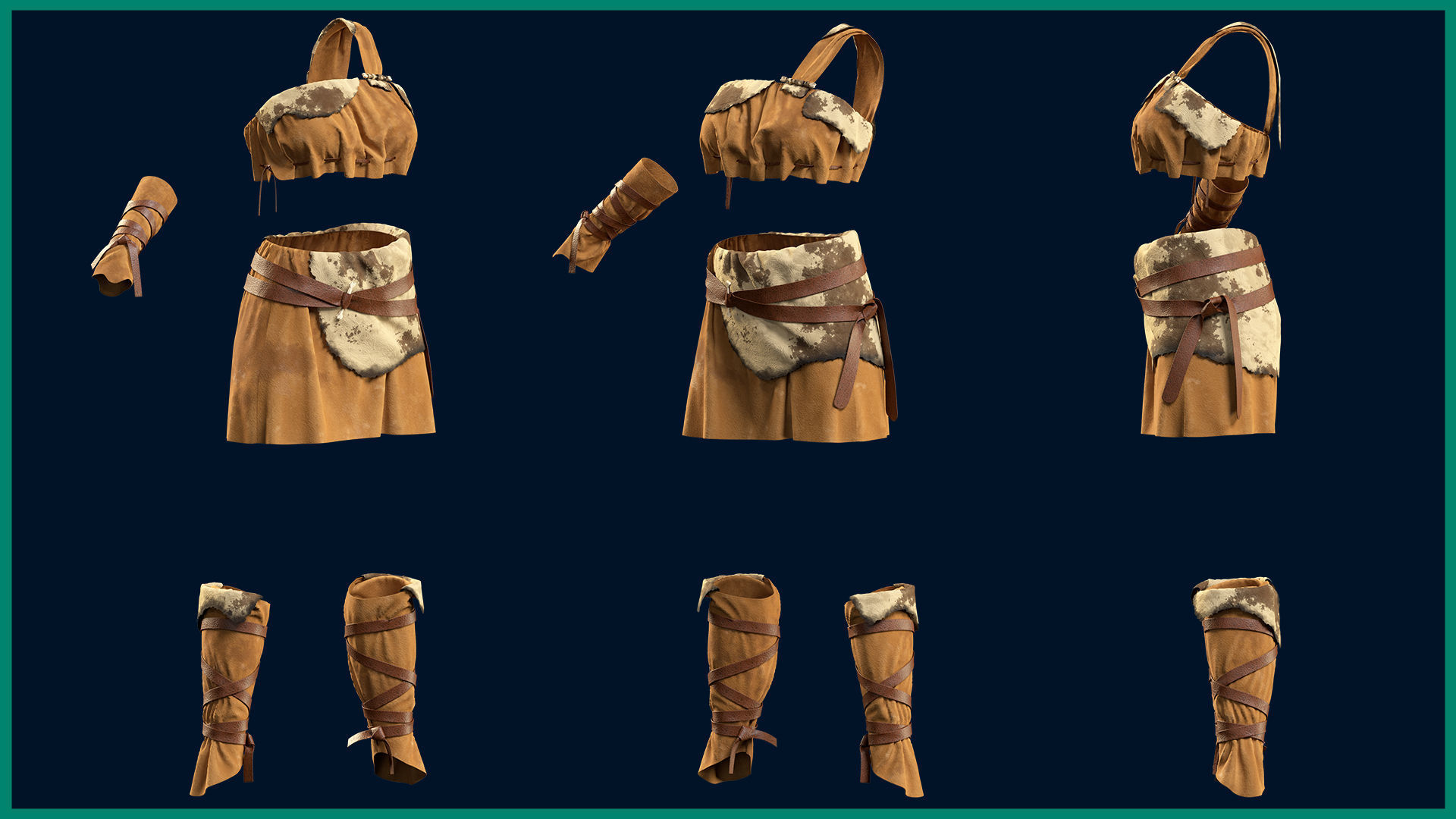 primitive female outfit with texture 3D model_3