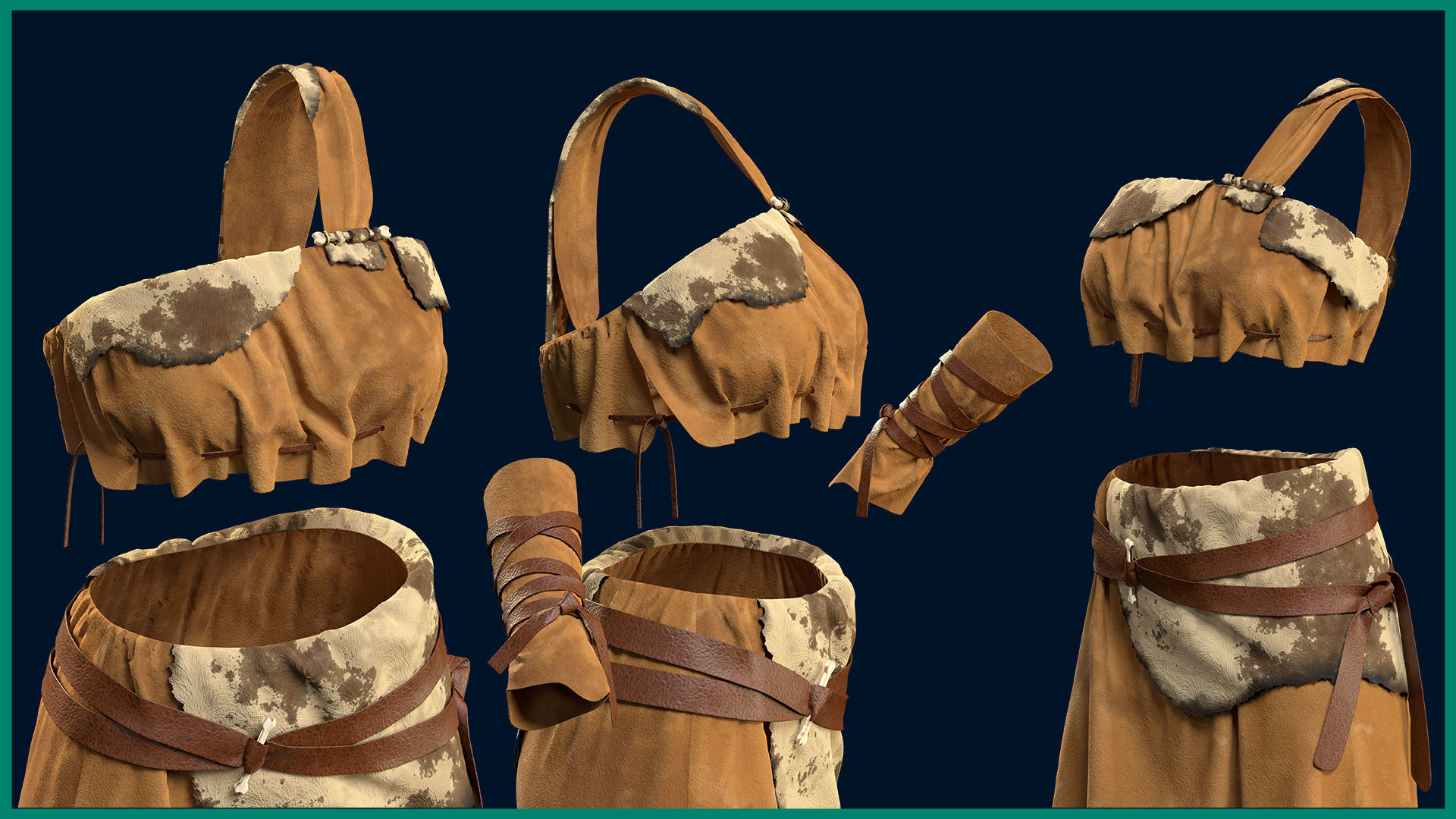 primitive female outfit with texture 3D model_4