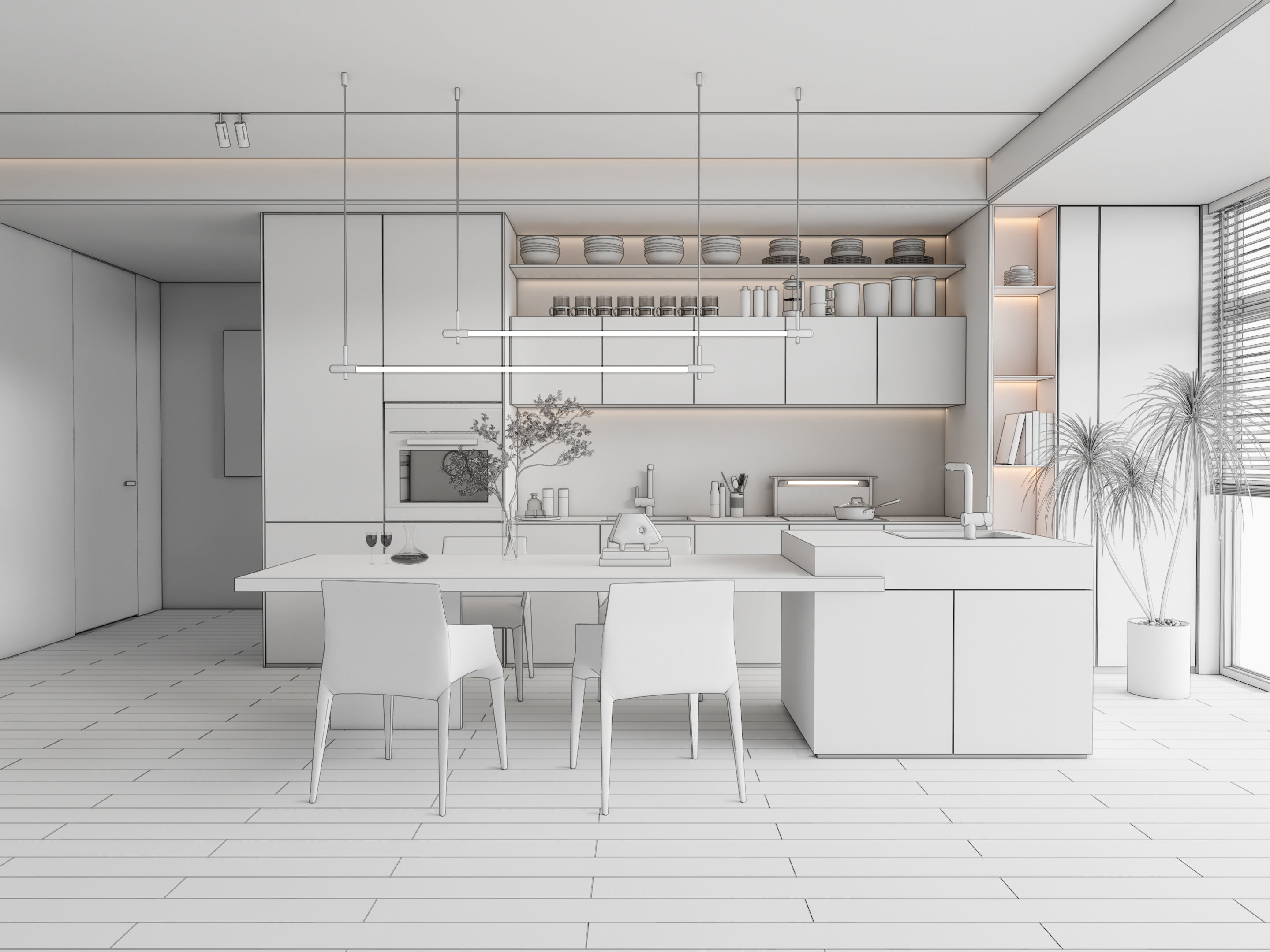 Kitchen Modern interior 85 3D model_19