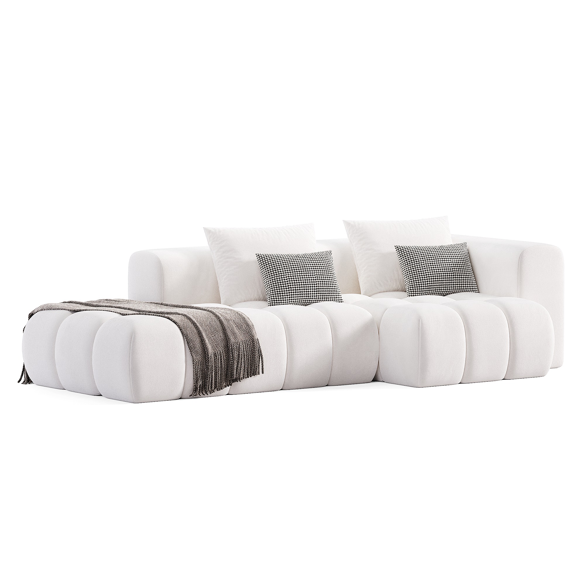 Miranda boucle side chaise sofa Low-poly 3D model_1