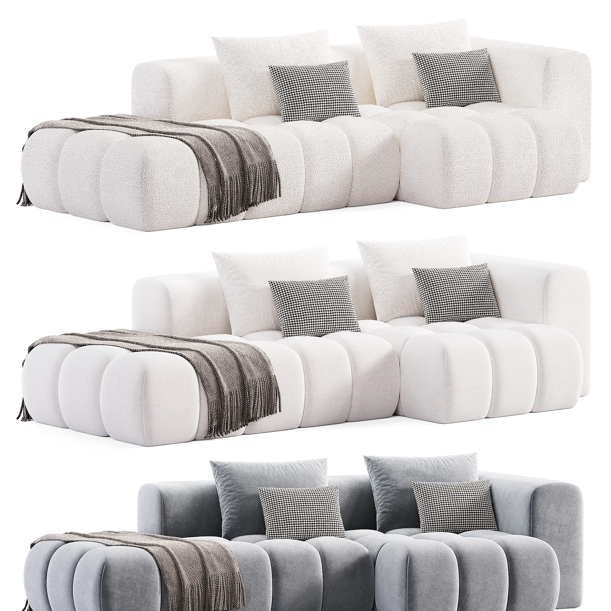 Miranda boucle side chaise sofa Low-poly 3D model_2