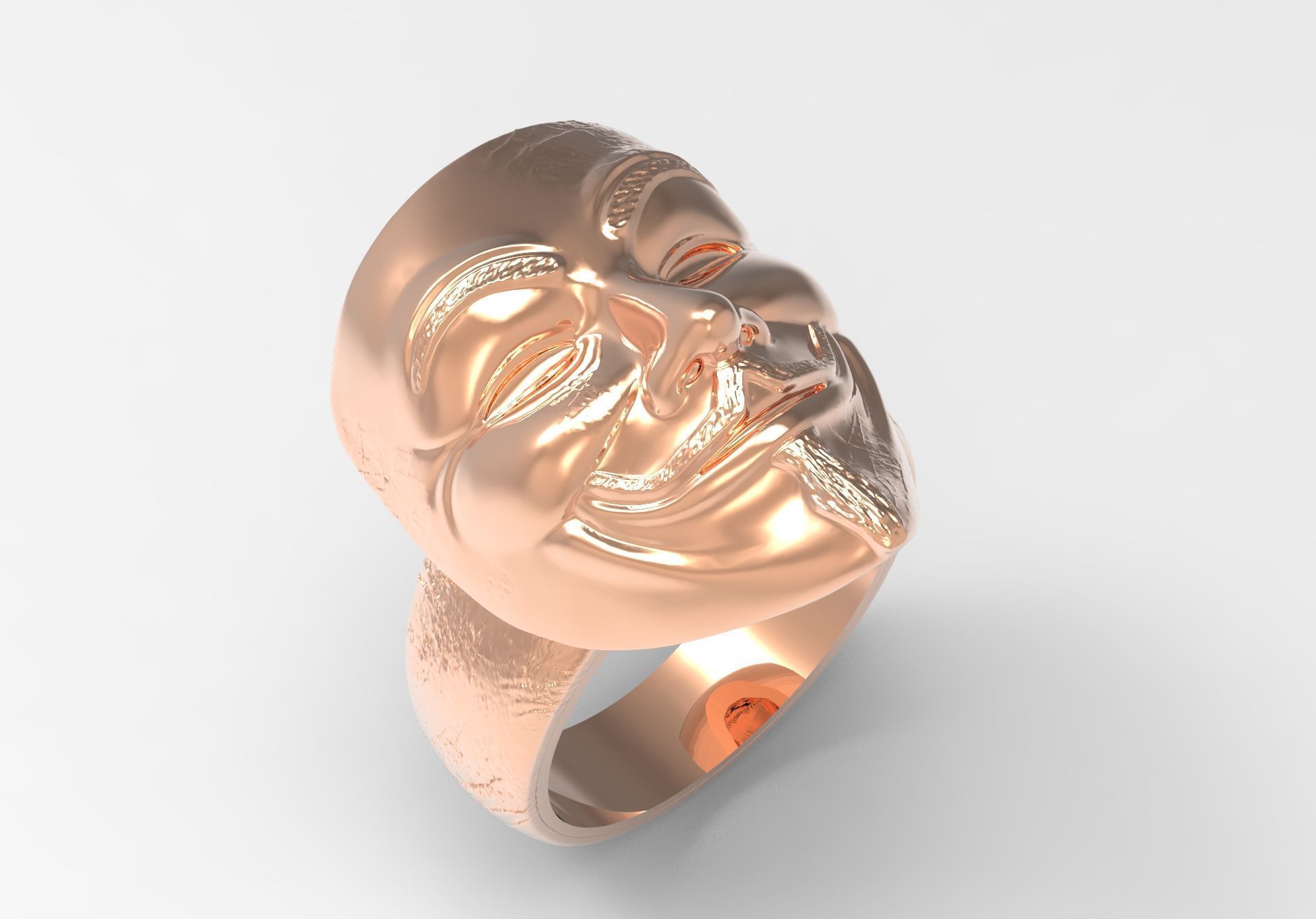 Cuff ring with face design model gr0027 3D print model_9