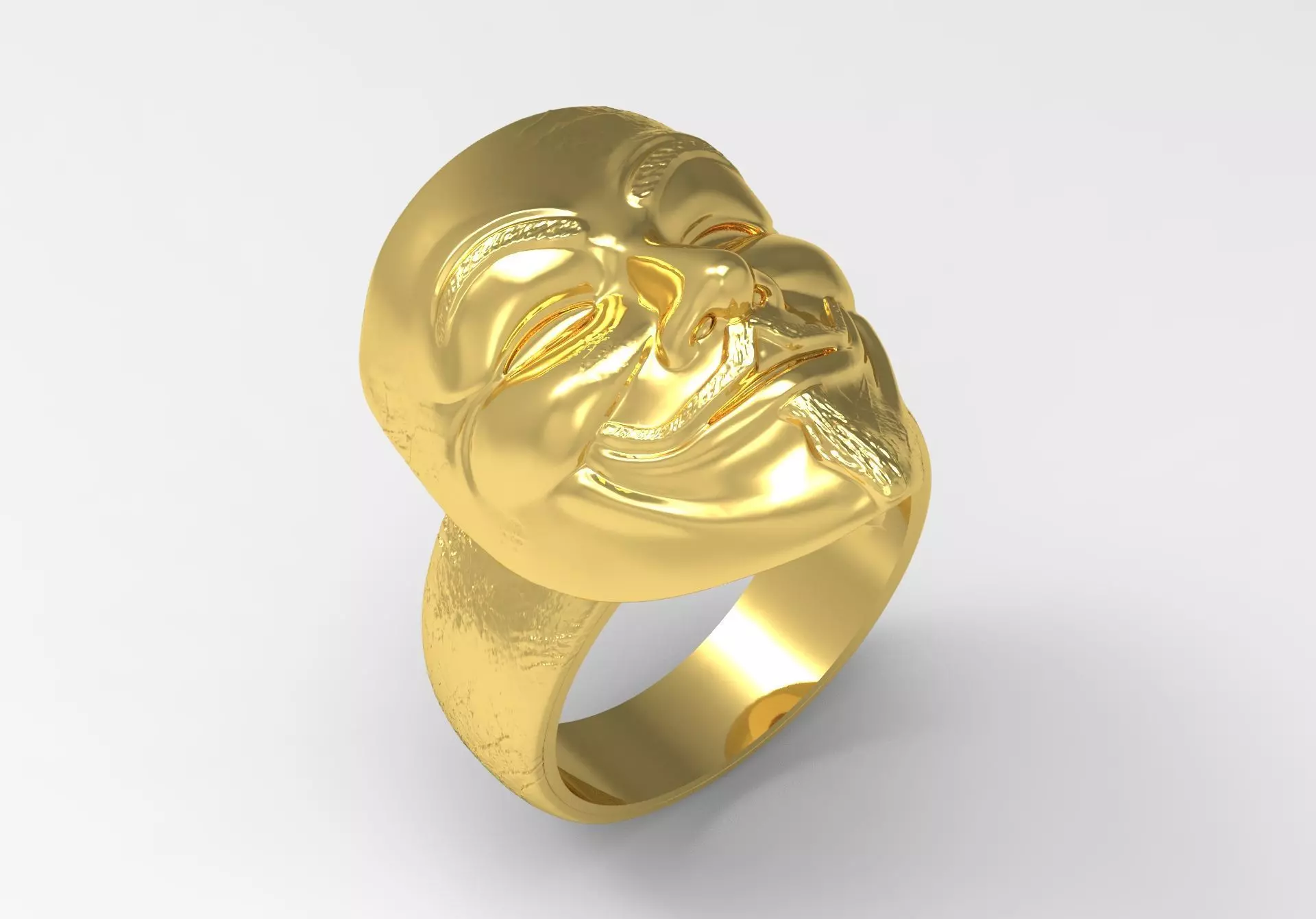 Cuff ring with face design model gr0027 3D print model_1