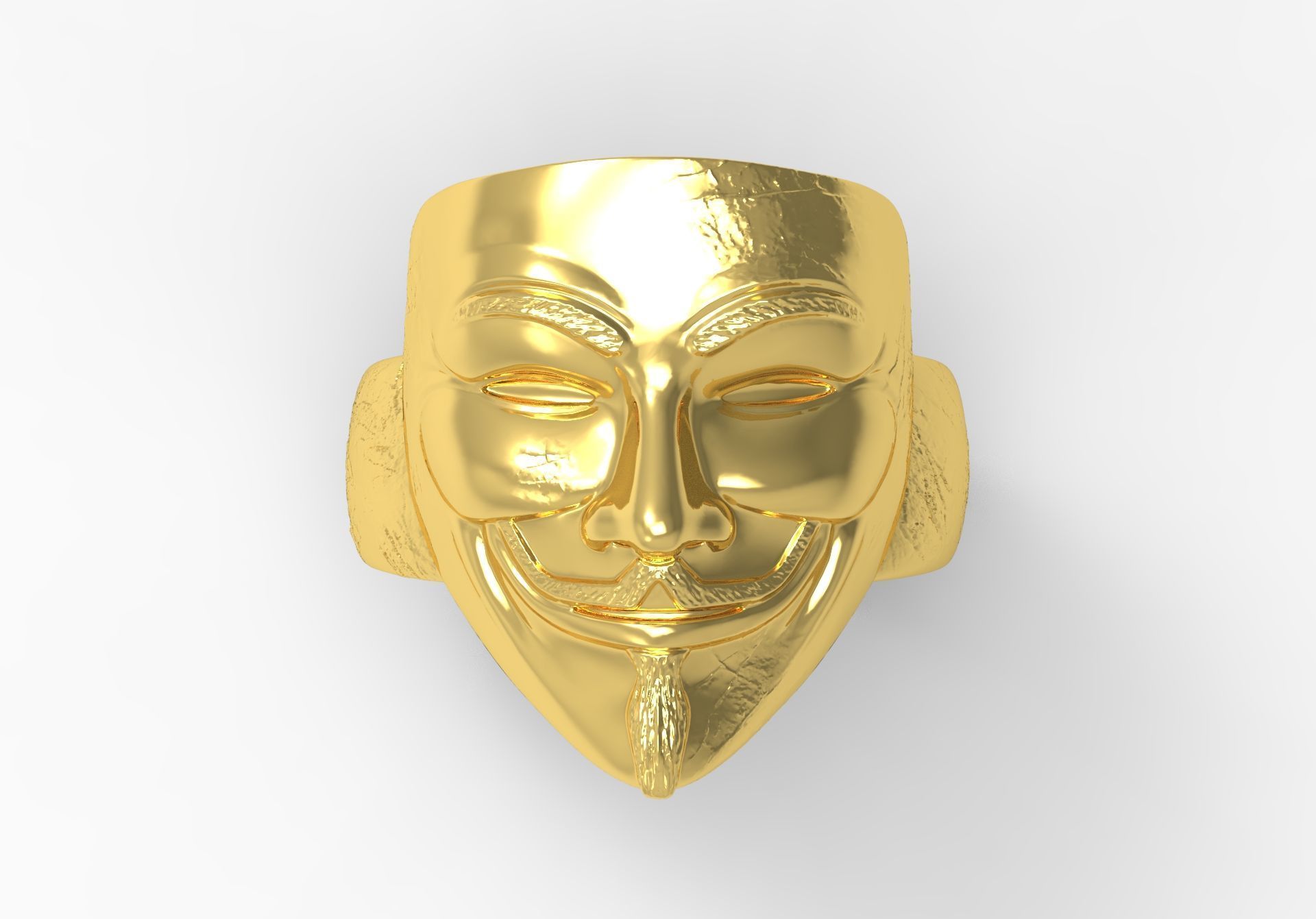 Cuff ring with face design model gr0027 3D print model_0
