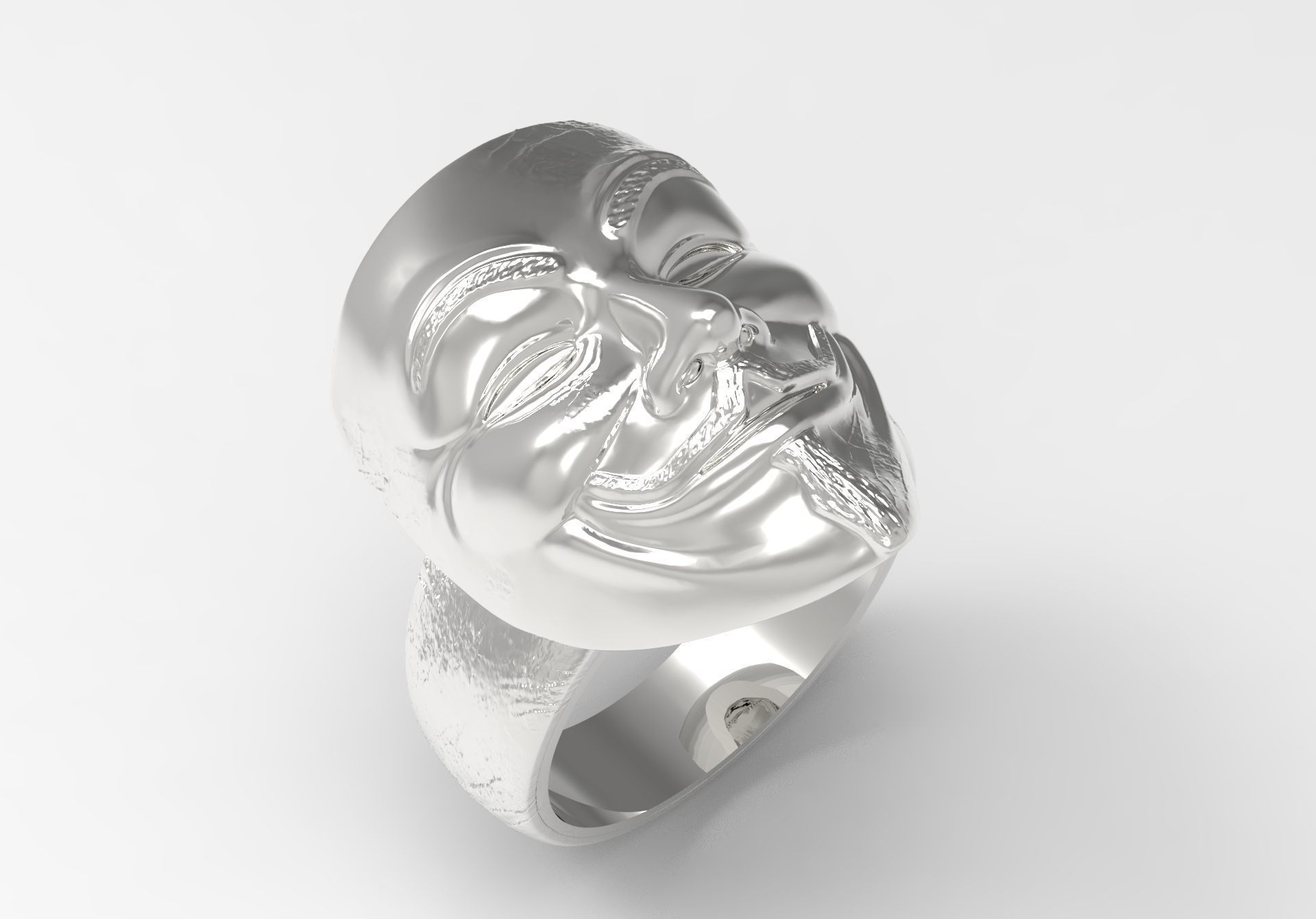 Cuff ring with face design model gr0027 3D print model_8