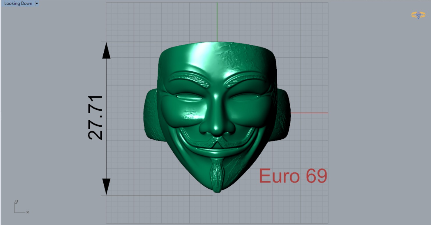 Cuff ring with face design model gr0027 3D print model_14