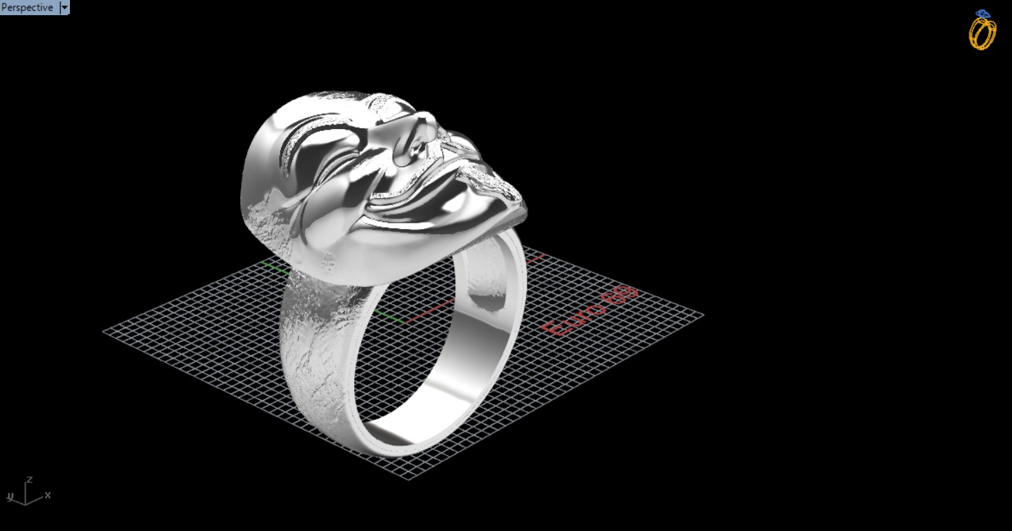 Cuff ring with face design model gr0027 3D print model_7