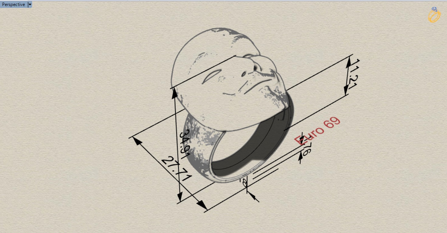 Cuff ring with face design model gr0027 3D print model_13