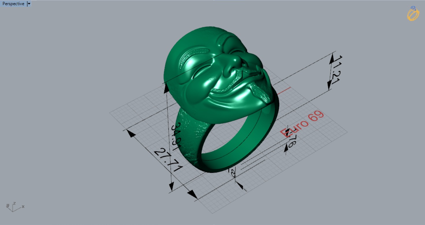 Cuff ring with face design model gr0027 3D print model_12