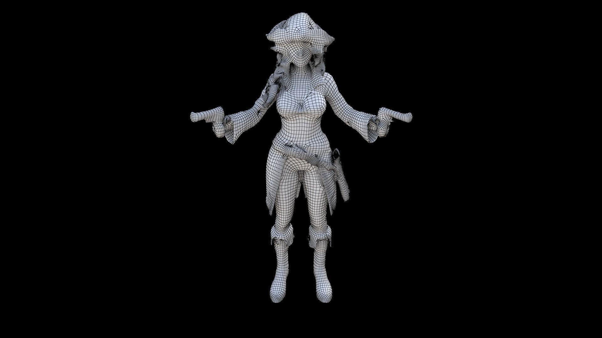 Pirate Pistol Queen 3D model_6