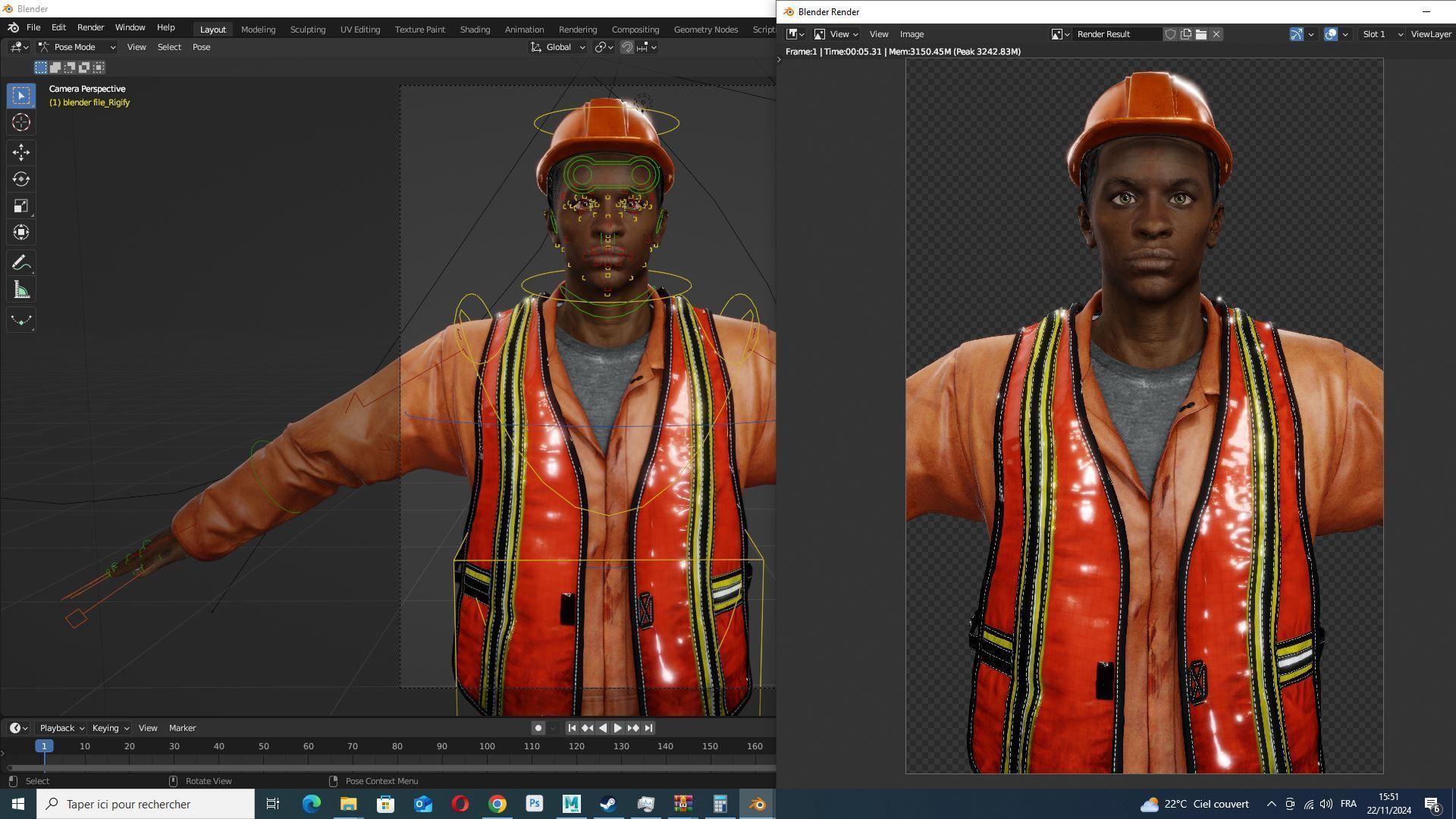 Realistic Construction Worker in Safety Gear Low-poly 3D model_15