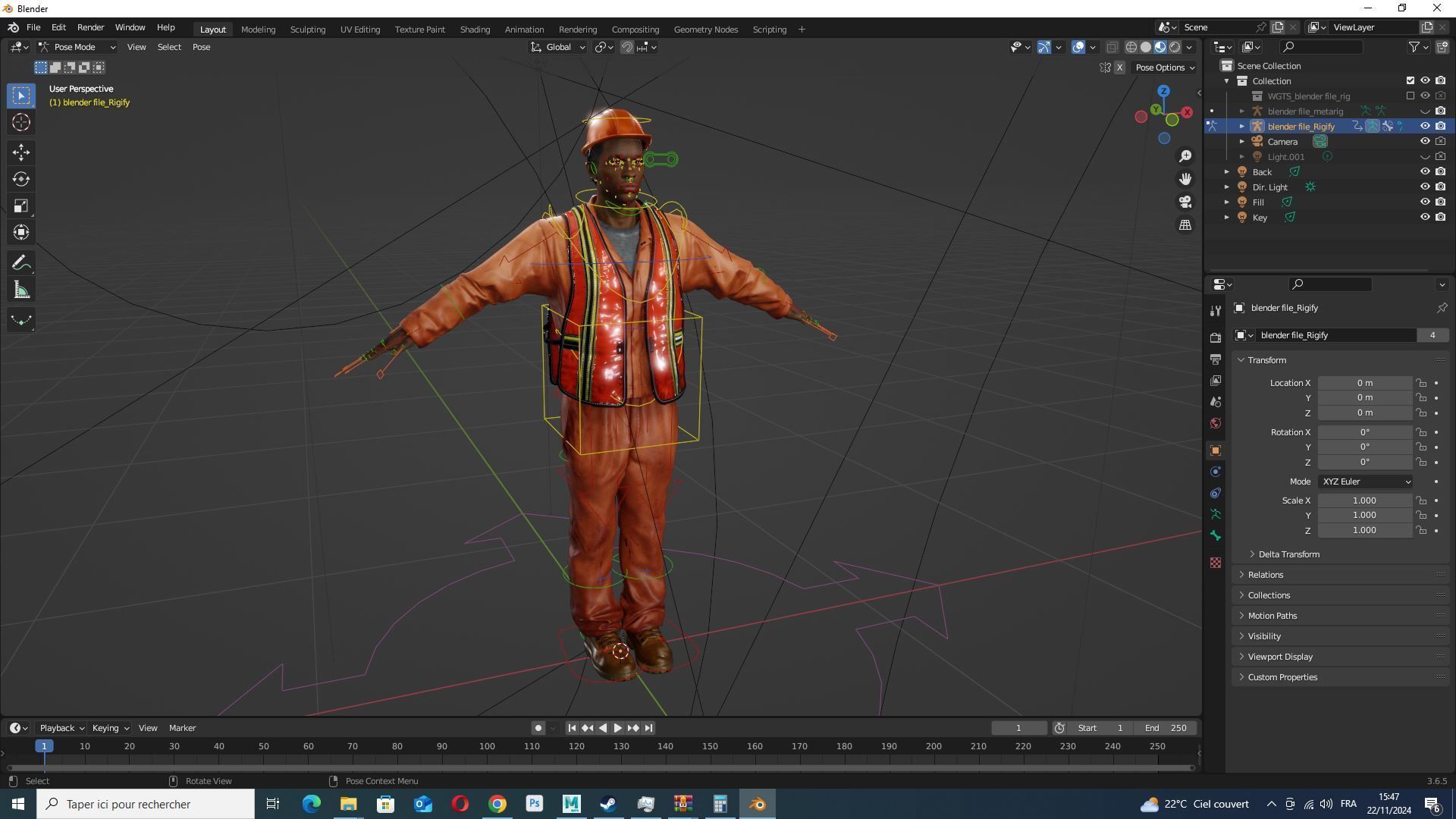 Realistic Construction Worker in Safety Gear Low-poly 3D model_13