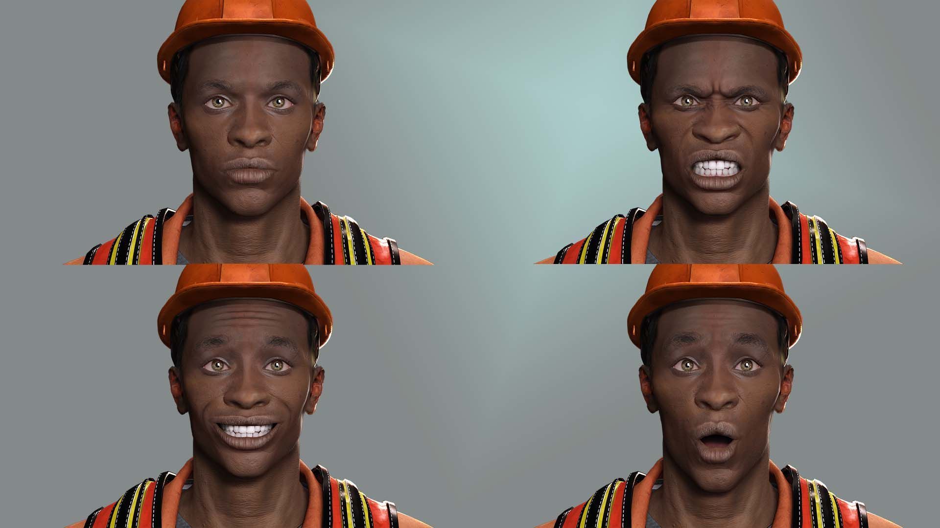 Realistic Construction Worker in Safety Gear Low-poly 3D model_3