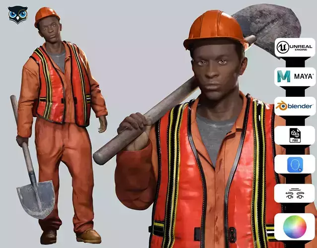 Realistic Construction Worker in Safety Gear