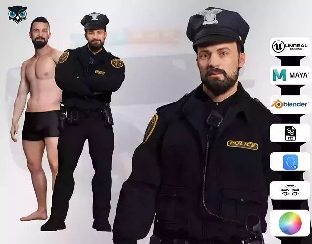 Realistic 3D Police Officer Model Low-poly 3D model
