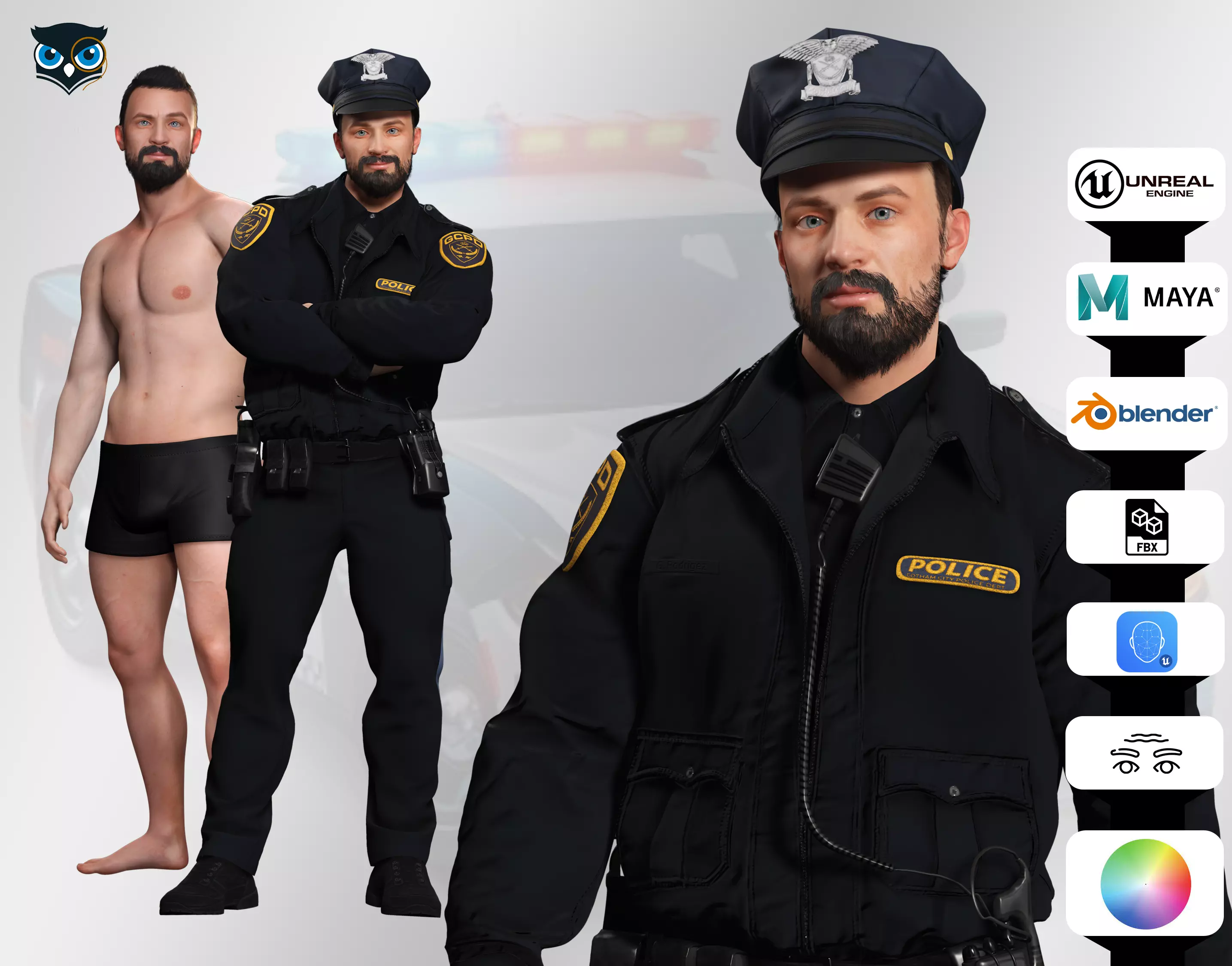 Realistic 3D Police Officer Model Low-poly 3D model_0