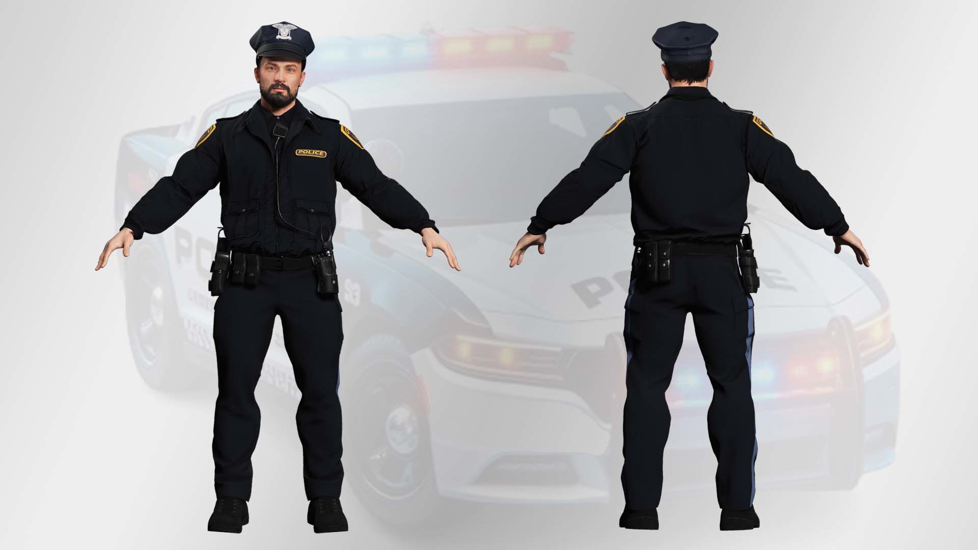 Realistic 3D Police Officer Model Low-poly 3D model_2